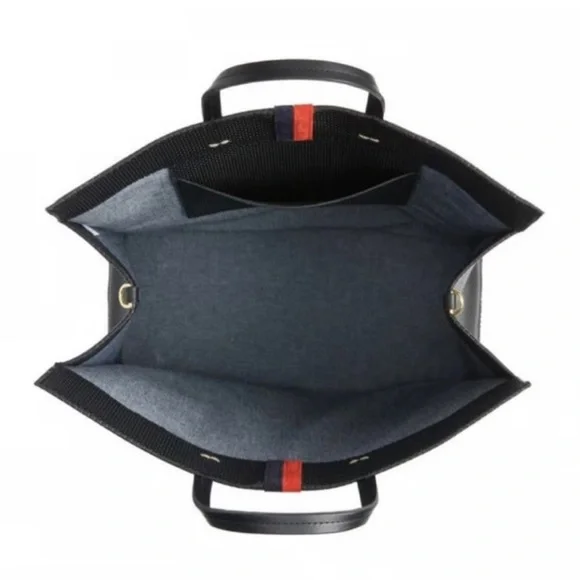 NWT $550 Clare V Navy Stripes Leather Tote Purse - Picture 2 of 7